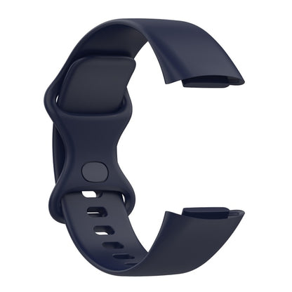 For Fitbit Charge 6 Solid Color Butterfly Buckle Silicone Watch Band, Size:S Size(Dark Blue) by buy2fix