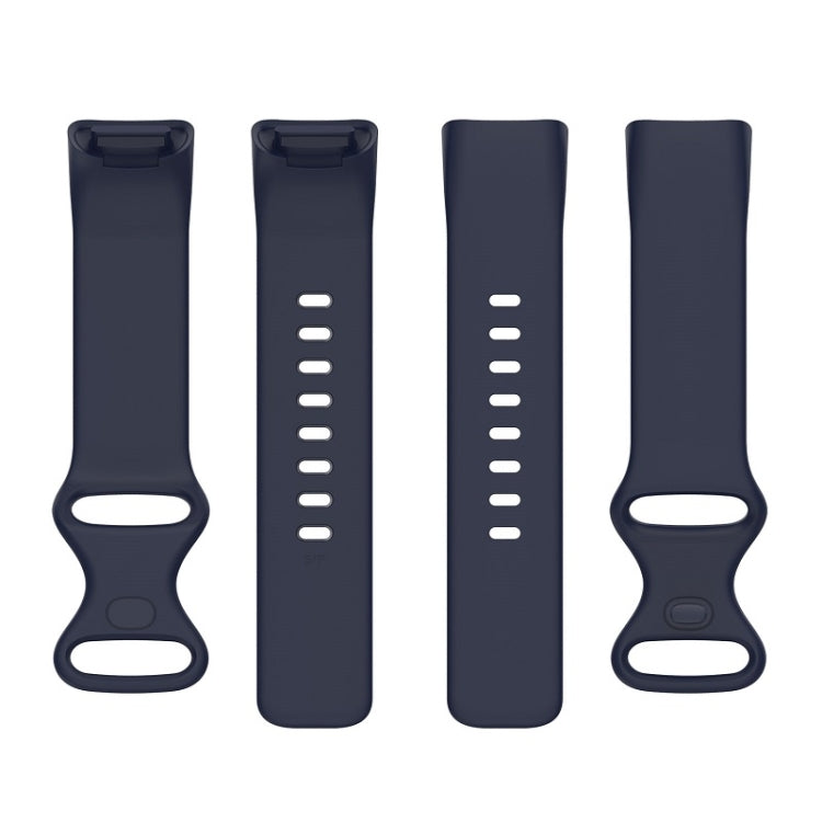 For Fitbit Charge 6 Solid Color Butterfly Buckle Silicone Watch Band, Size:S Size(Dark Blue) by buy2fix