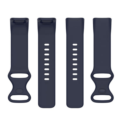 For Fitbit Charge 6 Solid Color Butterfly Buckle Silicone Watch Band, Size:S Size(Dark Blue) by buy2fix