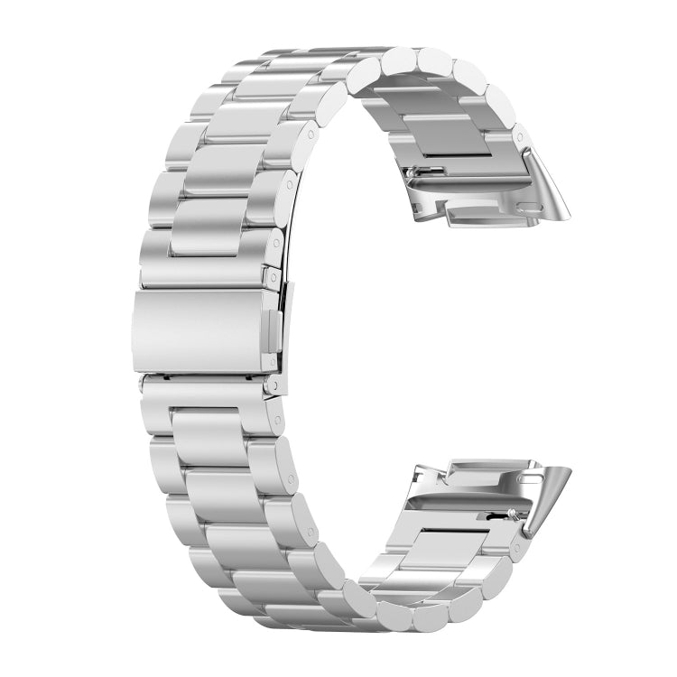 For Fitbit Charge 6 Three Beads Stainless Steel Metal Watch Band(Silver) by buy2fix