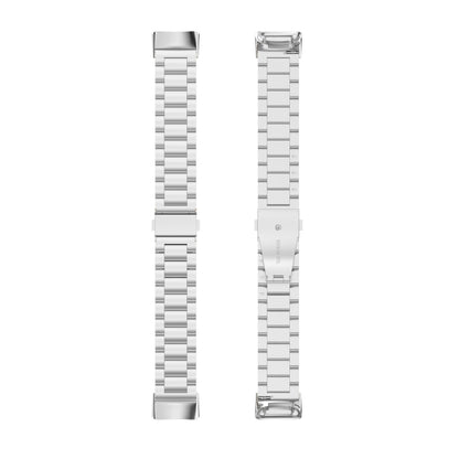 For Fitbit Charge 6 Three Beads Stainless Steel Metal Watch Band(Silver) by buy2fix