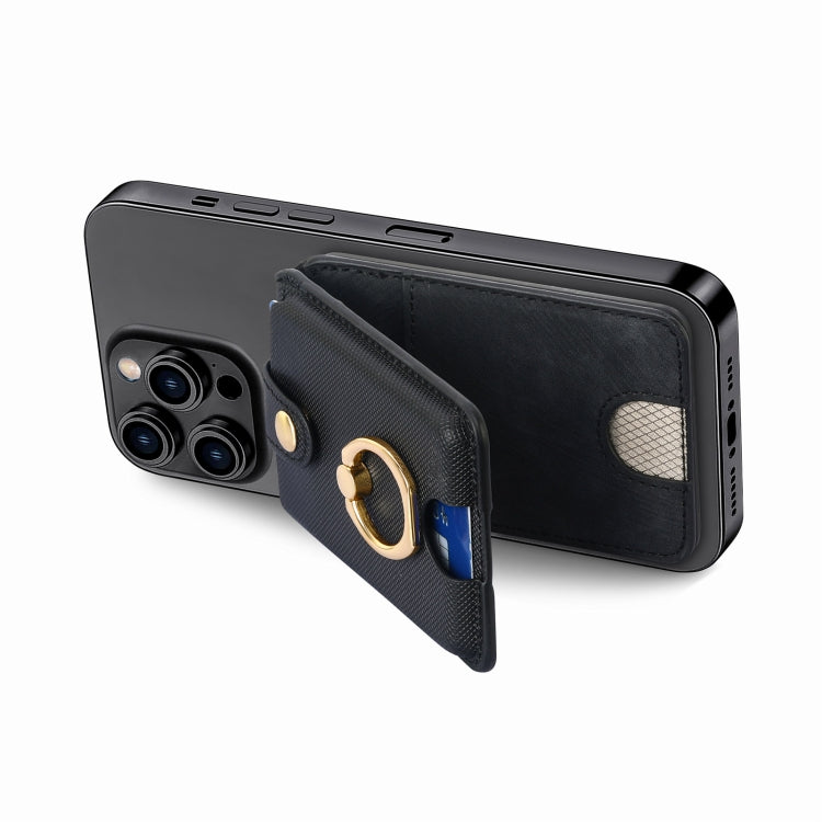 Magsafe Cross Vertical Card Bag Case For iPhone 15 / 14 / 13(Black) - Adhesive Card Holders by buy2fix | Online Shopping UK | buy2fix