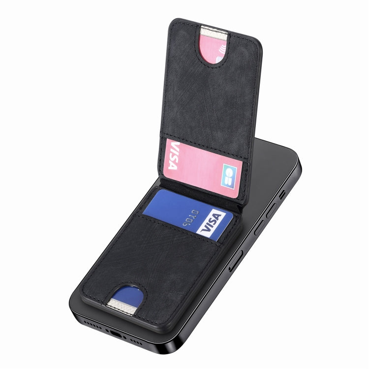 Magsafe Cross Vertical Card Bag Case For iPhone 15 / 14 / 13(Black) - Adhesive Card Holders by buy2fix | Online Shopping UK | buy2fix