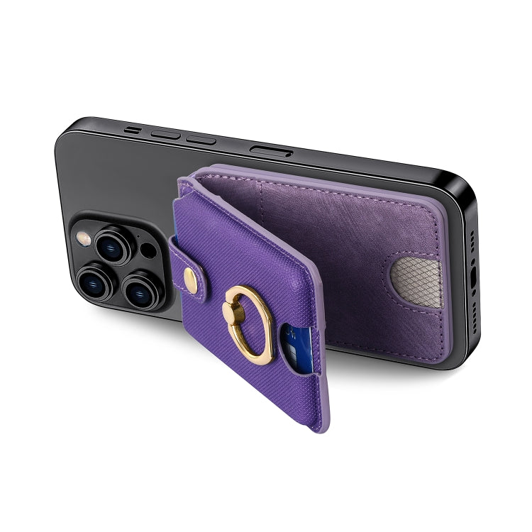 Magsafe Cross Vertical Card Bag Case For iPhone 15 / 14 / 13(Purple) - Adhesive Card Holders by buy2fix | Online Shopping UK | buy2fix