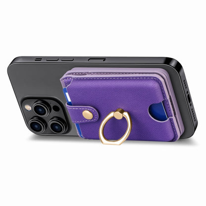 Magsafe Cross Vertical Card Bag Case For iPhone 15 / 14 / 13(Purple) - Adhesive Card Holders by buy2fix | Online Shopping UK | buy2fix