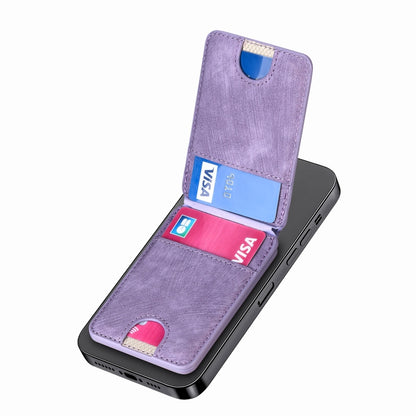 Magsafe Cross Vertical Card Bag Case For iPhone 15 / 14 / 13(Purple) - Adhesive Card Holders by buy2fix | Online Shopping UK | buy2fix