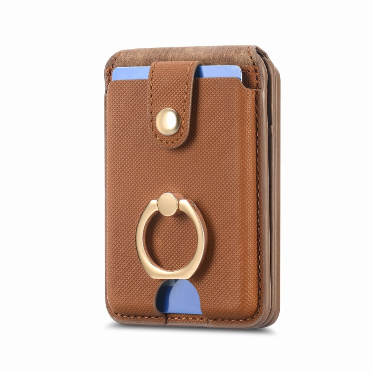 Magsafe Cross Vertical Card Bag Case For iPhone 15 / 14 / 13(Brown) - Adhesive Card Holders by buy2fix | Online Shopping UK | buy2fix