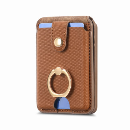 Magsafe Cross Vertical Card Bag Case For iPhone 15 / 14 / 13(Brown) - Adhesive Card Holders by buy2fix | Online Shopping UK | buy2fix