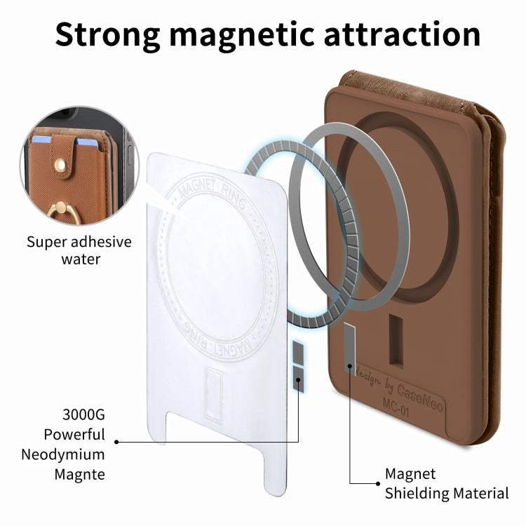Magsafe Cross Vertical Card Bag Case For iPhone 15 / 14 / 13(Brown) - Adhesive Card Holders by buy2fix | Online Shopping UK | buy2fix