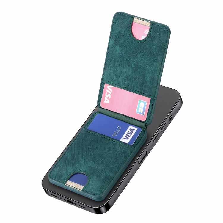 Magsafe Cross Vertical Card Bag Case For iPhone 15 / 14 / 13(Green) - Adhesive Card Holders by buy2fix | Online Shopping UK | buy2fix
