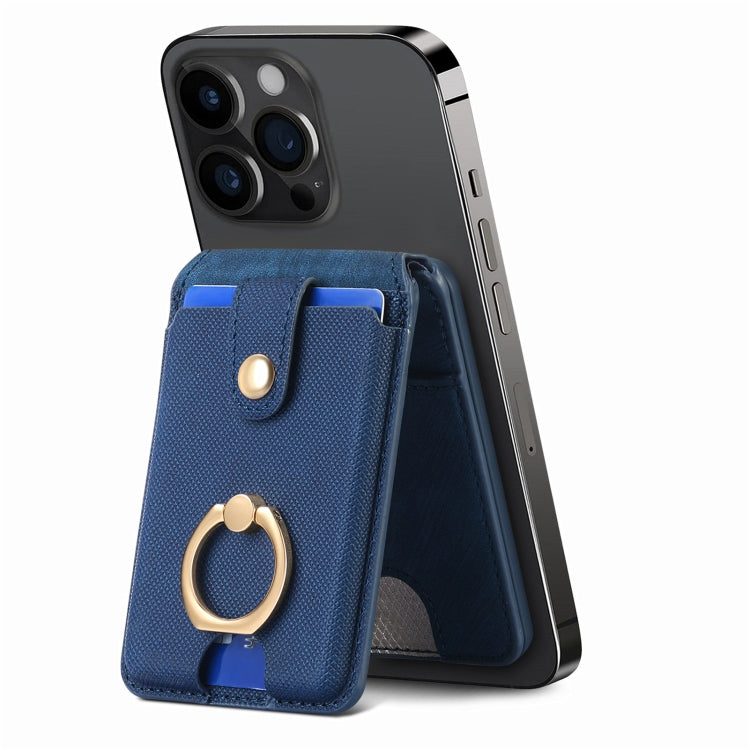 Magsafe Cross Vertical Card Bag Case For iPhone 15 / 14 / 13(Blue) - Adhesive Card Holders by buy2fix | Online Shopping UK | buy2fix