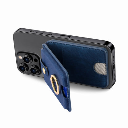 Magsafe Cross Vertical Card Bag Case For iPhone 15 / 14 / 13(Blue) - Adhesive Card Holders by buy2fix | Online Shopping UK | buy2fix