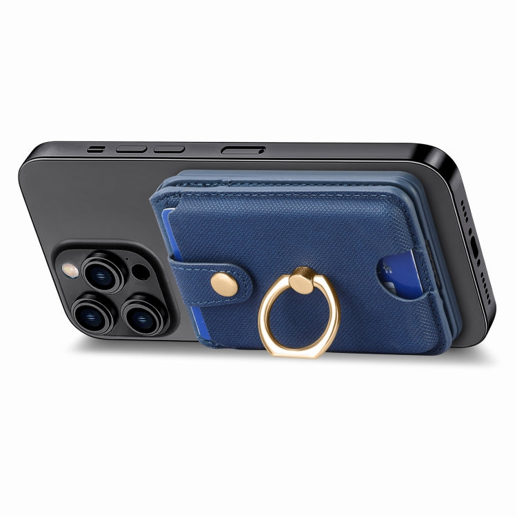 Magsafe Cross Vertical Card Bag Case For iPhone 15 / 14 / 13(Blue) - Adhesive Card Holders by buy2fix | Online Shopping UK | buy2fix