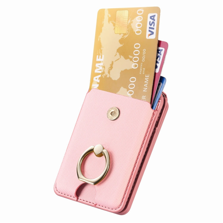 Magsafe Cross Vertical Card Bag Case For iPhone 15 / 14 / 13(Pink) - Adhesive Card Holders by buy2fix | Online Shopping UK | buy2fix