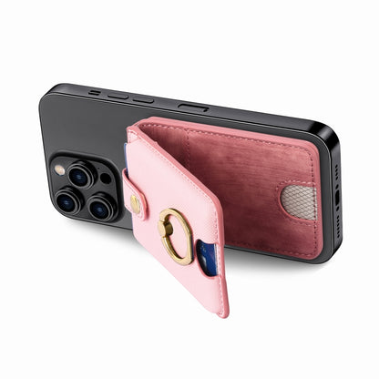 Magsafe Cross Vertical Card Bag Case For iPhone 15 / 14 / 13(Pink) - Adhesive Card Holders by buy2fix | Online Shopping UK | buy2fix