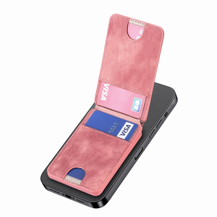 Magsafe Cross Vertical Card Bag Case For iPhone 15 / 14 / 13(Pink) - Adhesive Card Holders by buy2fix | Online Shopping UK | buy2fix