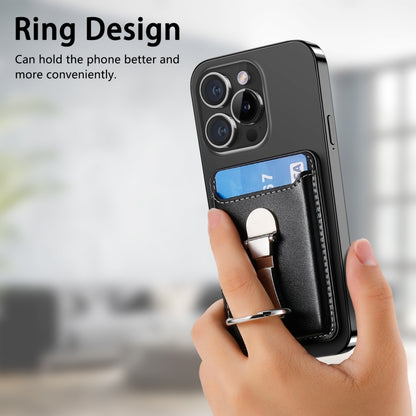 Magsafe Folding Ring Phone Card Bag Case for iPhone 15 / iPhone 14 / iPhone 13(Black) - Adhesive Card Holders by buy2fix | Online Shopping UK | buy2fix