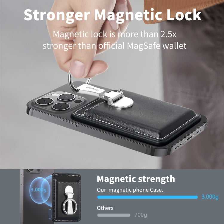 Magsafe Folding Ring Phone Card Bag Case for iPhone 15 / iPhone 14 / iPhone 13(Black) - Adhesive Card Holders by buy2fix | Online Shopping UK | buy2fix