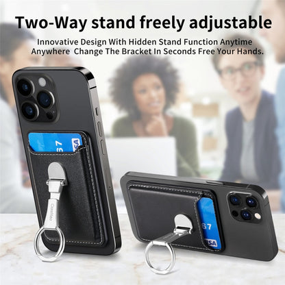 Magsafe Folding Ring Phone Card Bag Case for iPhone 15 / iPhone 14 / iPhone 13(Black) - Adhesive Card Holders by buy2fix | Online Shopping UK | buy2fix