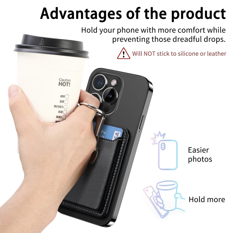 Magsafe Folding Ring Phone Card Bag Case for iPhone 15 / iPhone 14 / iPhone 13(Black) - Adhesive Card Holders by buy2fix | Online Shopping UK | buy2fix