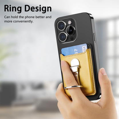 Magsafe Folding Ring Phone Card Bag Case for iPhone 15 / iPhone 14 / iPhone 13(Yellow) - Adhesive Card Holders by buy2fix | Online Shopping UK | buy2fix