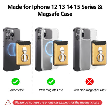 Magsafe Folding Ring Phone Card Bag Case for iPhone 15 / iPhone 14 / iPhone 13(Yellow) - Adhesive Card Holders by buy2fix | Online Shopping UK | buy2fix