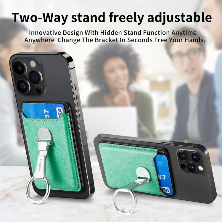 Magsafe Folding Ring Phone Card Bag Case for iPhone 15 / iPhone 14 / iPhone 13(Green) - Adhesive Card Holders by buy2fix | Online Shopping UK | buy2fix