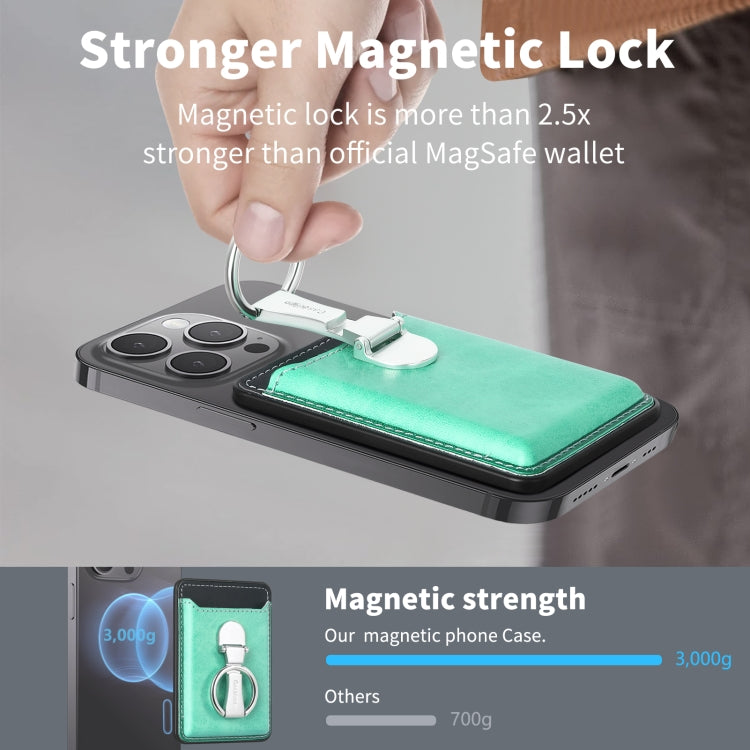 Magsafe Folding Ring Phone Card Bag Case for iPhone 15 / iPhone 14 / iPhone 13(Green) - Adhesive Card Holders by buy2fix | Online Shopping UK | buy2fix