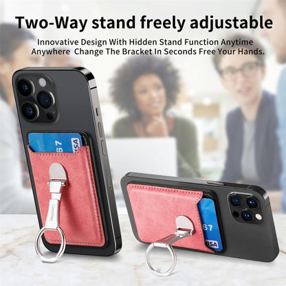 Magsafe Folding Ring Phone Card Bag Case for iPhone 15 / iPhone 14 / iPhone 13(Orange) - Adhesive Card Holders by buy2fix | Online Shopping UK | buy2fix