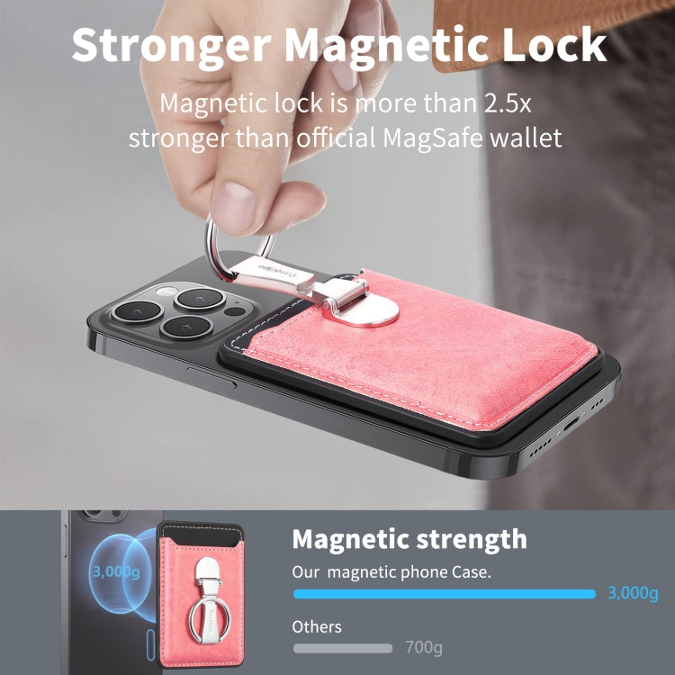 Magsafe Folding Ring Phone Card Bag Case for iPhone 15 / iPhone 14 / iPhone 13(Orange) - Adhesive Card Holders by buy2fix | Online Shopping UK | buy2fix