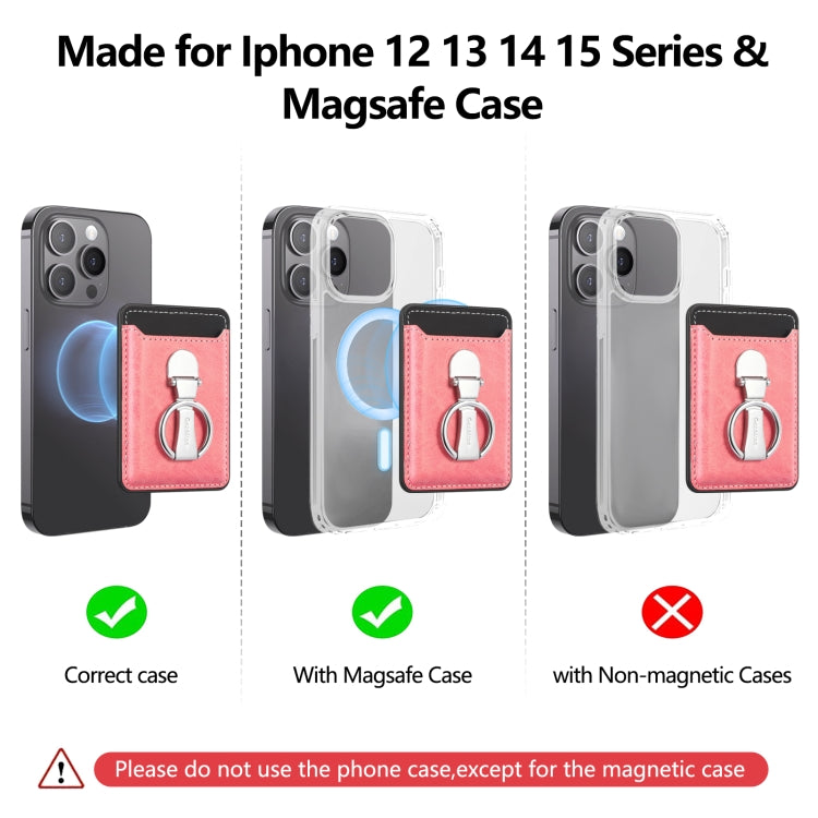 Magsafe Folding Ring Phone Card Bag Case for iPhone 15 / iPhone 14 / iPhone 13(Orange) - Adhesive Card Holders by buy2fix | Online Shopping UK | buy2fix