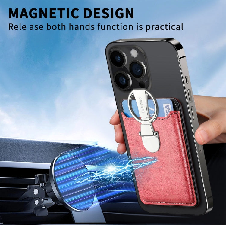 Magsafe Folding Ring Phone Card Bag Case for iPhone 15 / iPhone 14 / iPhone 13(Orange) - Adhesive Card Holders by buy2fix | Online Shopping UK | buy2fix