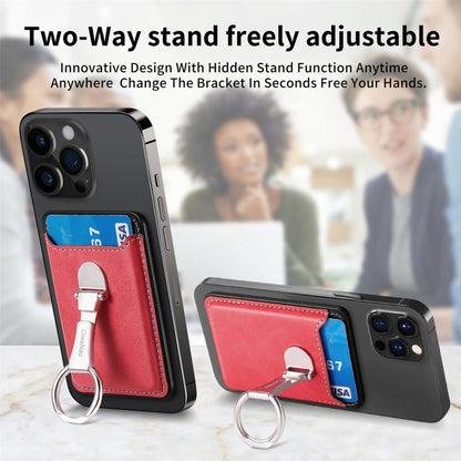Magsafe Folding Ring Phone Card Bag Case for iPhone 15 / iPhone 14 / iPhone 13(Red) - Adhesive Card Holders by buy2fix | Online Shopping UK | buy2fix