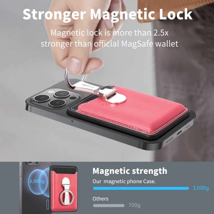 Magsafe Folding Ring Phone Card Bag Case for iPhone 15 / iPhone 14 / iPhone 13(Red) - Adhesive Card Holders by buy2fix | Online Shopping UK | buy2fix