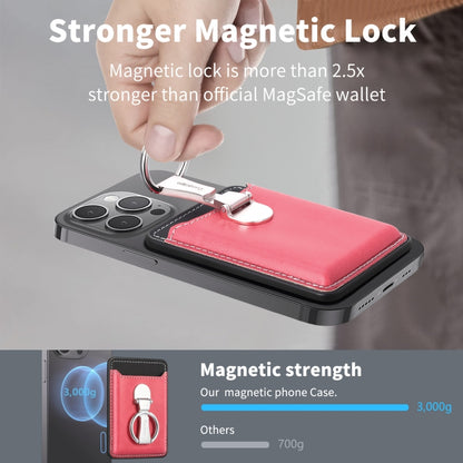 Magsafe Folding Ring Phone Card Bag Case for iPhone 15 / iPhone 14 / iPhone 13(Red) - Adhesive Card Holders by buy2fix | Online Shopping UK | buy2fix