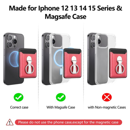 Magsafe Folding Ring Phone Card Bag Case for iPhone 15 / iPhone 14 / iPhone 13(Red) - Adhesive Card Holders by buy2fix | Online Shopping UK | buy2fix