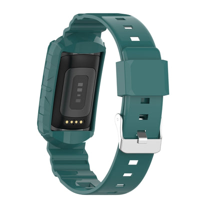 For Fitbit Charge 6 / 5 / 4 / 3 Armor Integrated TPU Watch Band(Pine Green) by buy2fix