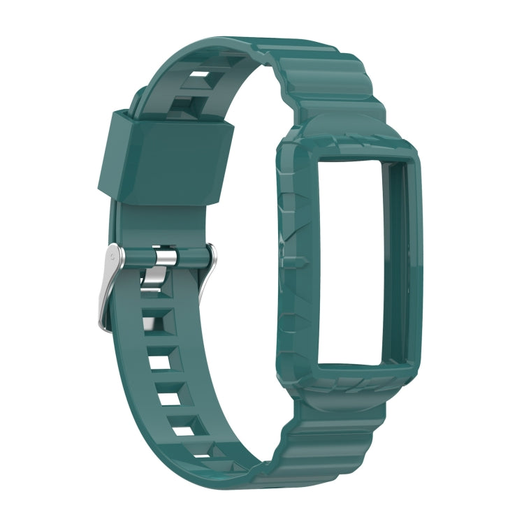 For Fitbit Charge 6 / 5 / 4 / 3 Armor Integrated TPU Watch Band(Pine Green) by buy2fix