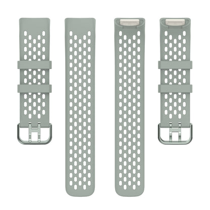 For Fitbit Charge 6 Solid Color Breathable Sports Silicone Watch Band(Gray) - Watch Bands by buy2fix | Online Shopping UK | buy2fix