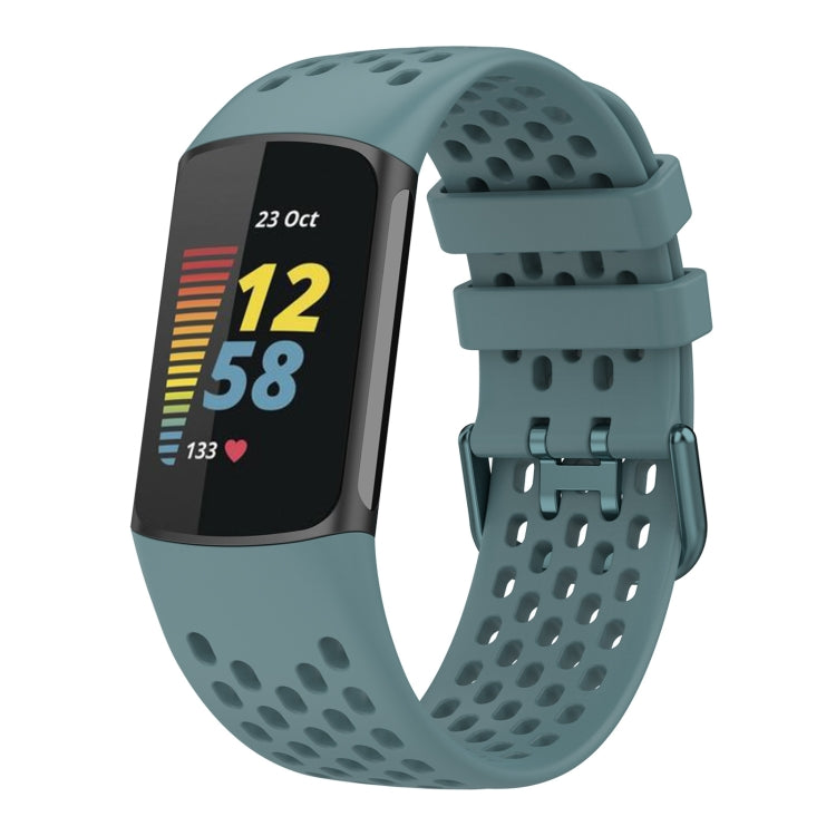 For Fitbit Charge 6 Solid Color Breathable Sports Silicone Watch Band(Blue) by buy2fix