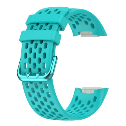 For Fitbit Charge 6 Solid Color Breathable Sports Silicone Watch Band(Teal Green) by buy2fix