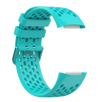 For Fitbit Charge 6 Solid Color Breathable Sports Silicone Watch Band(Teal Green) by buy2fix