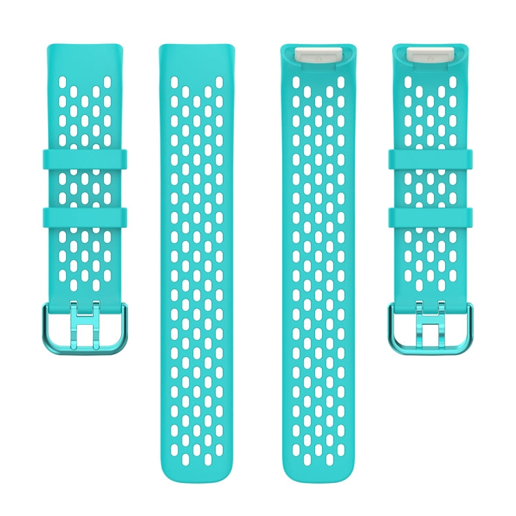 For Fitbit Charge 6 Solid Color Breathable Sports Silicone Watch Band(Teal Green) by buy2fix
