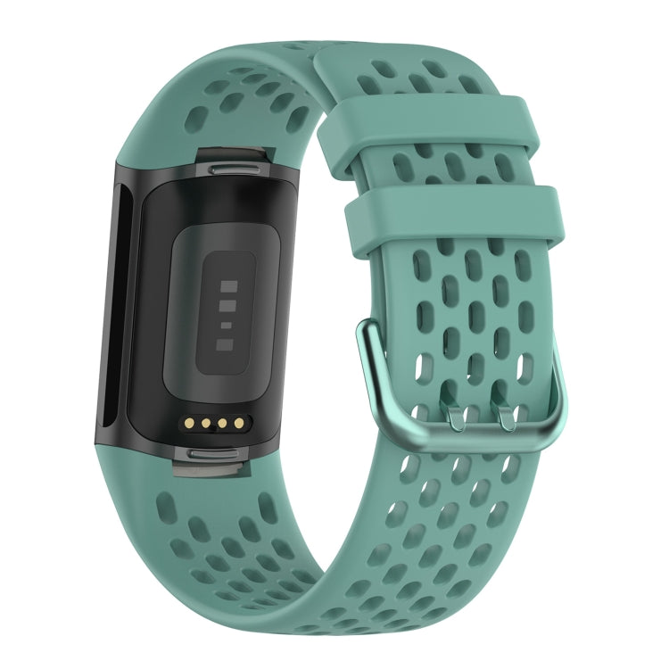 For Fitbit Charge 6 Solid Color Breathable Sports Silicone Watch Band(Pine Green) by buy2fix