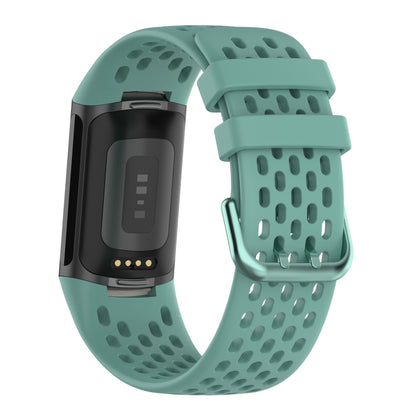 For Fitbit Charge 6 Solid Color Breathable Sports Silicone Watch Band(Pine Green) by buy2fix