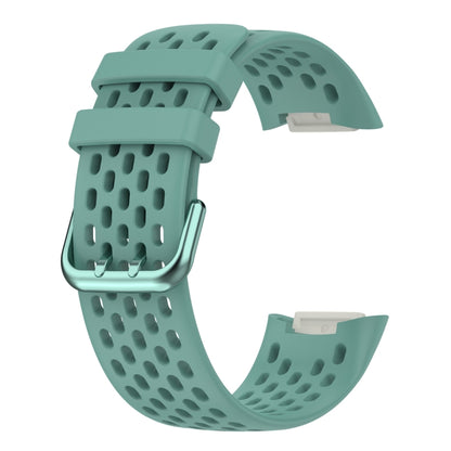 For Fitbit Charge 6 Solid Color Breathable Sports Silicone Watch Band(Pine Green) by buy2fix