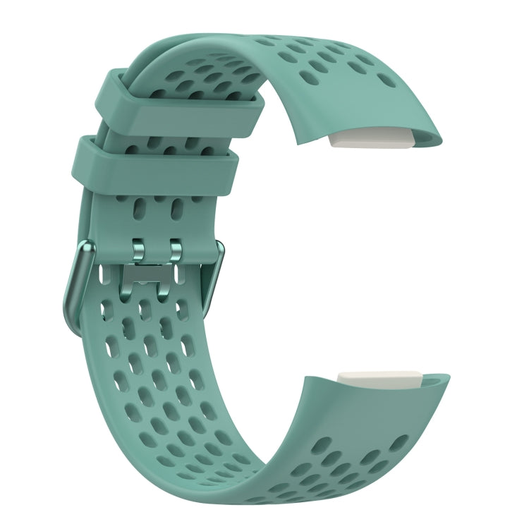 For Fitbit Charge 6 Solid Color Breathable Sports Silicone Watch Band(Pine Green) by buy2fix