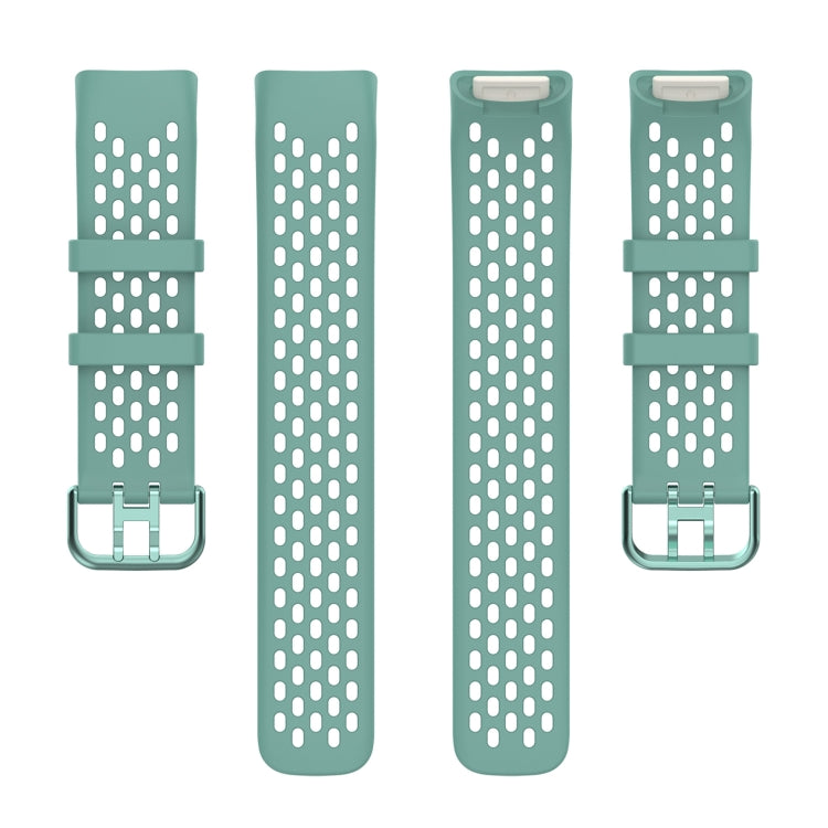 For Fitbit Charge 6 Solid Color Breathable Sports Silicone Watch Band(Pine Green) by buy2fix