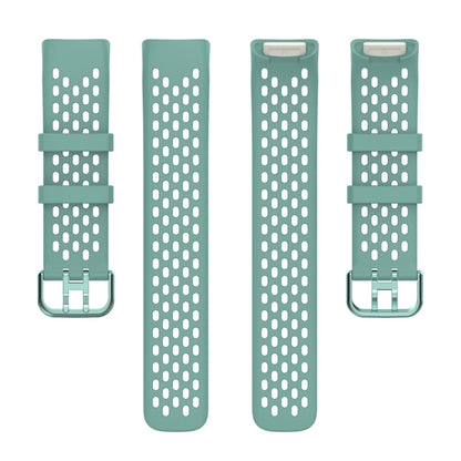 For Fitbit Charge 6 Solid Color Breathable Sports Silicone Watch Band(Pine Green) by buy2fix