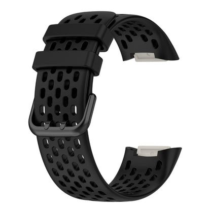 For Fitbit Charge 5 Solid Color Breathable Sports Silicone Watch Band(Black) by buy2fix